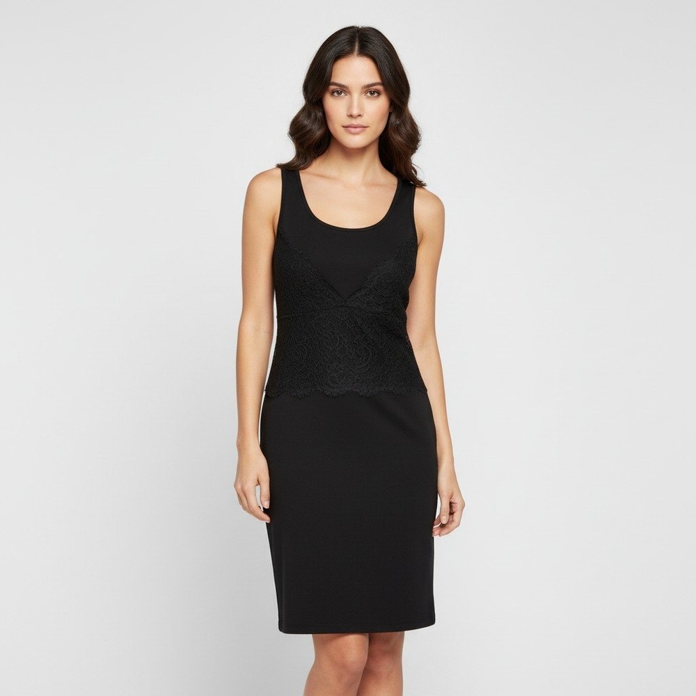 Sandro Paris Black Lace Mesh Sleeveless Mini Dress R9887E Size 3 US Medium NEW